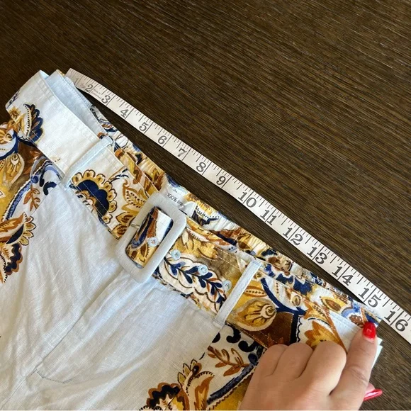JOIE 100% Linen belted shorts, powder blue, bohemian floral print, size M NWT - Picture 11 of 16